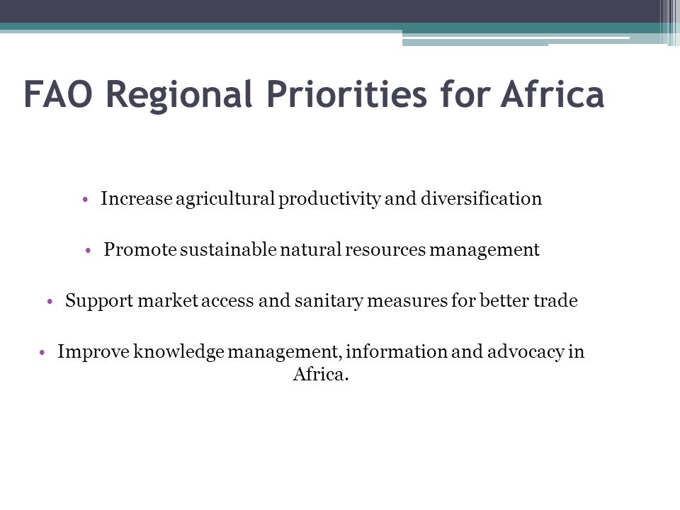 FAO Regional Priorities for Africa