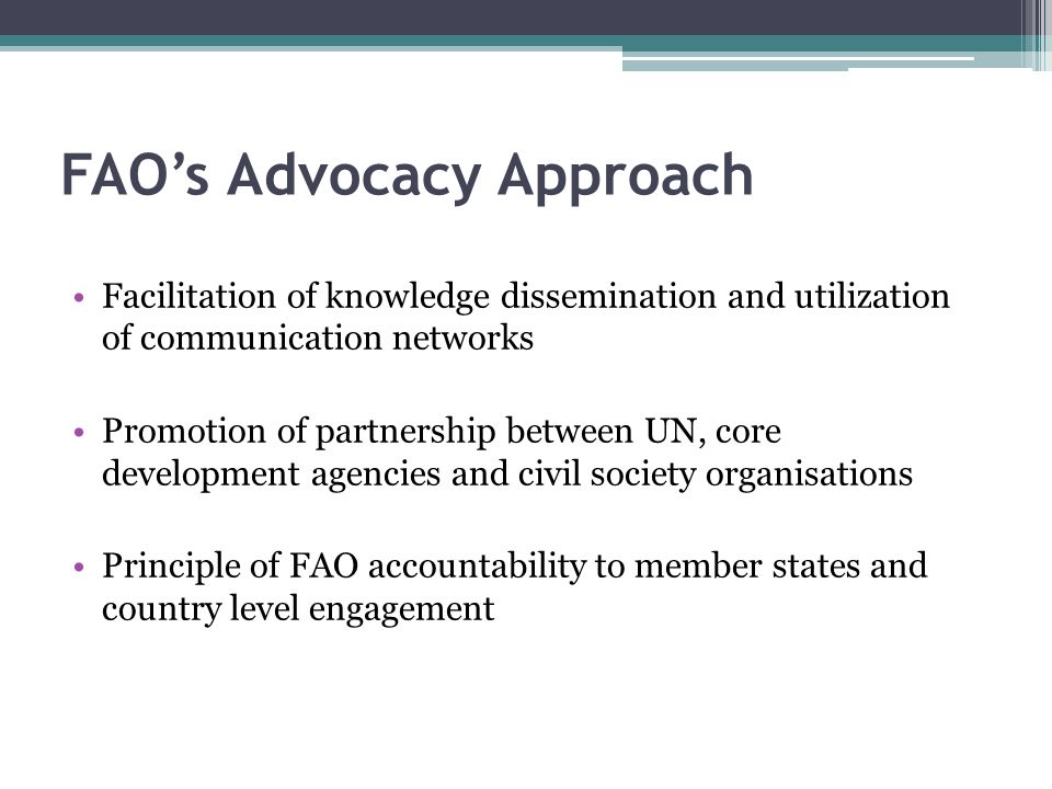 FAO’s Advocacy Approach