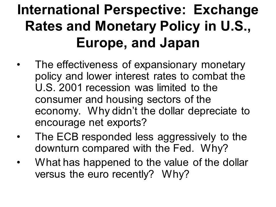 International Perspective: Exchange Rates and Monetary Policy in U. S