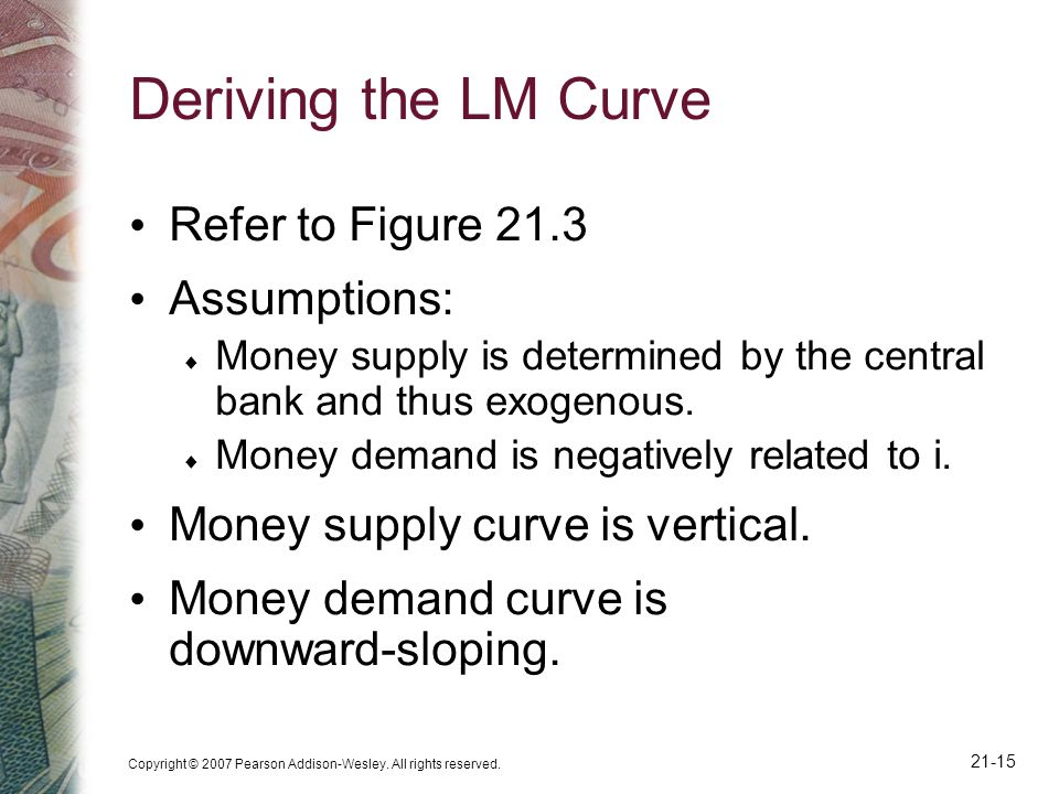 Deriving the LM Curve Refer to Figure 21.3 Assumptions: