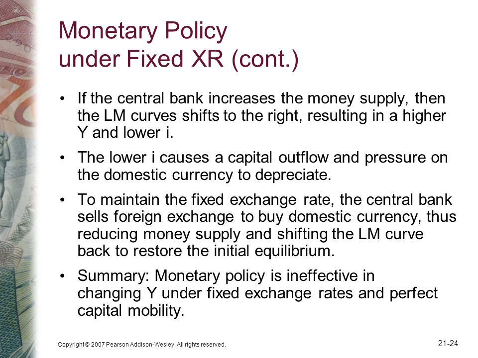 Monetary Policy under Fixed XR (cont.)