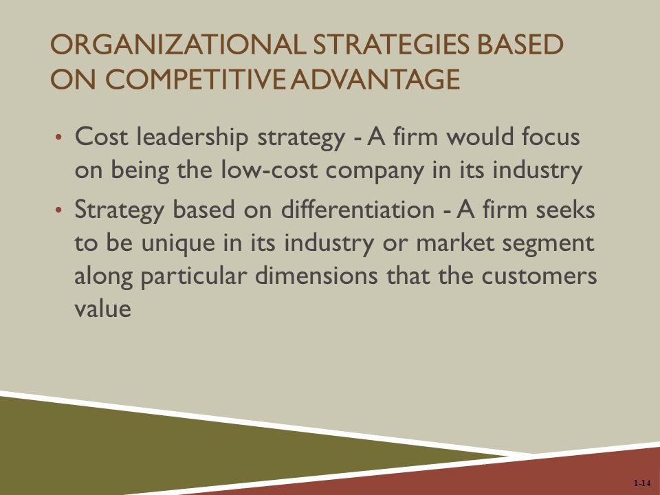 Organizational Strategies Based on Competitive Advantage