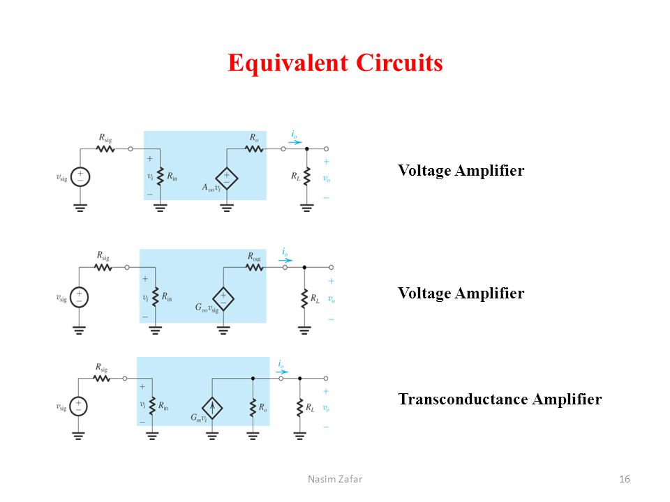 Equivalent Circuits Voltage Amplifier Voltage Amplifier