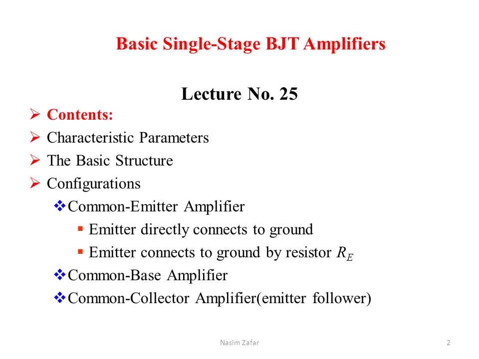 Basic Single-Stage BJT Amplifiers