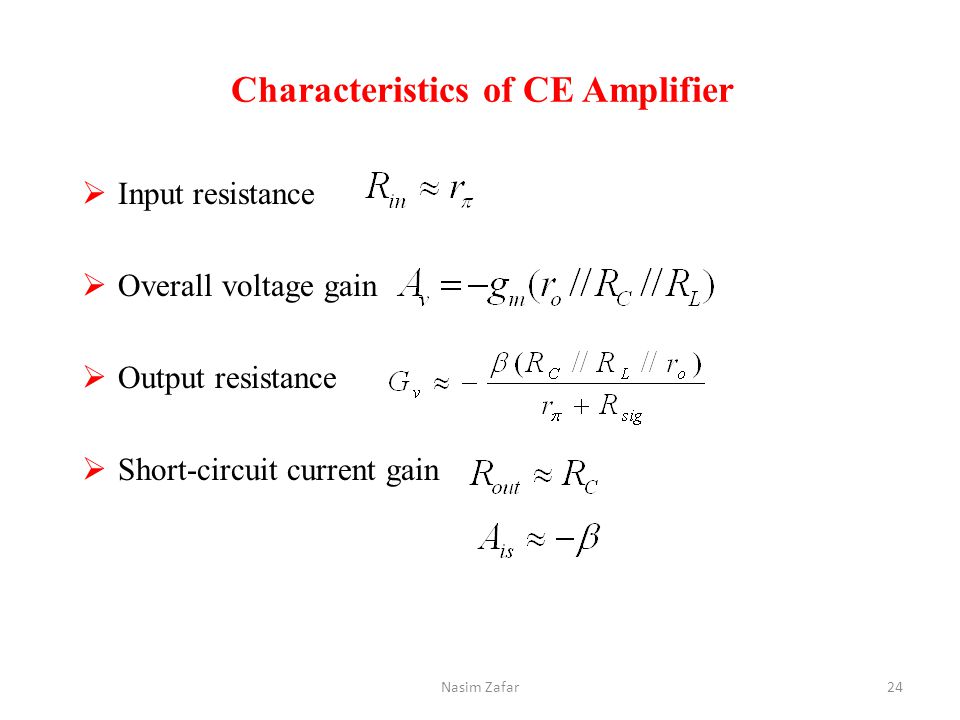 Characteristics of CE Amplifier