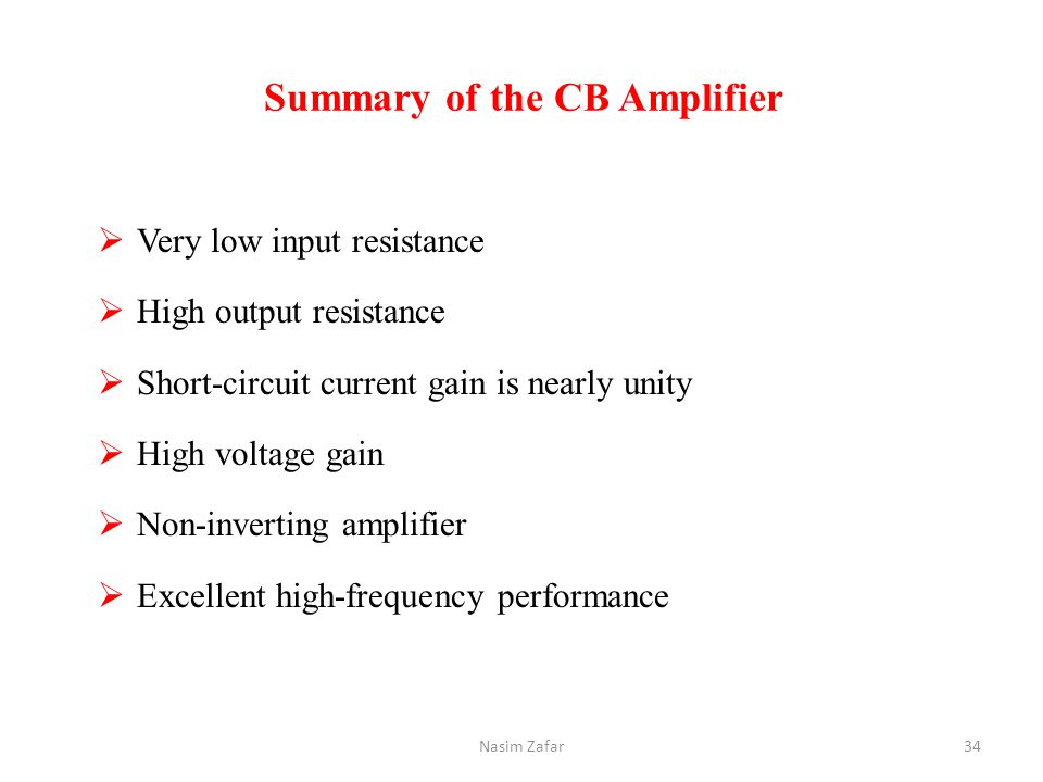 Summary of the CB Amplifier