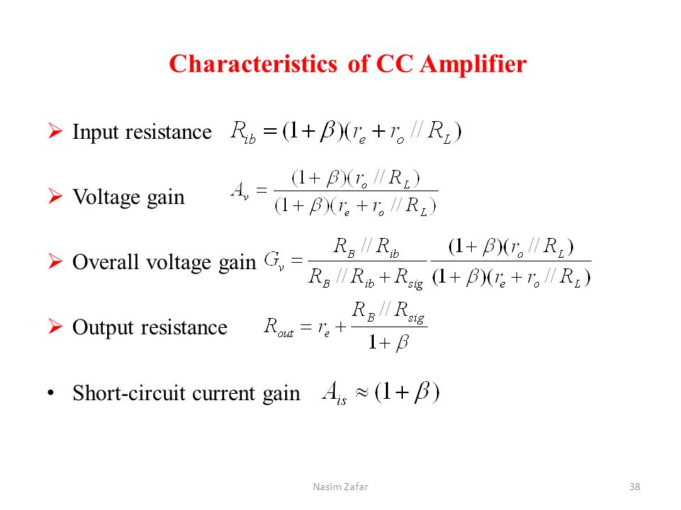 Characteristics of CC Amplifier
