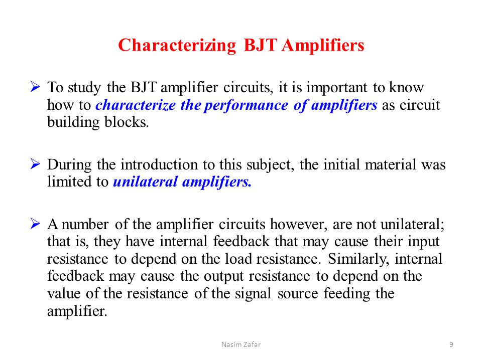 Characterizing BJT Amplifiers