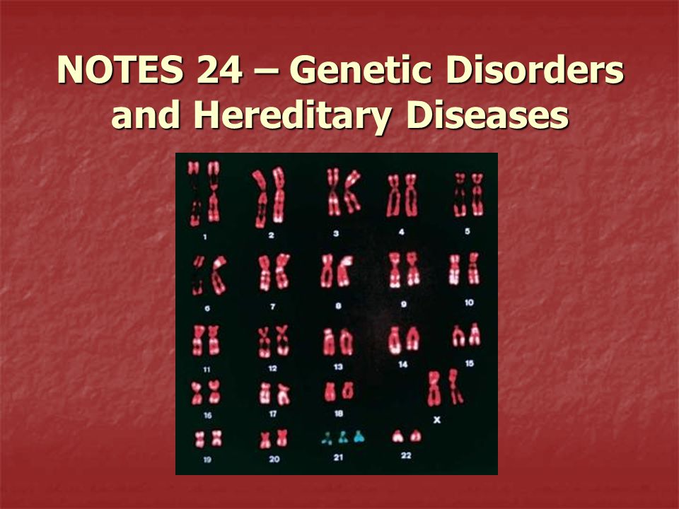 NOTES 24 – Genetic Disorders and Hereditary Diseases