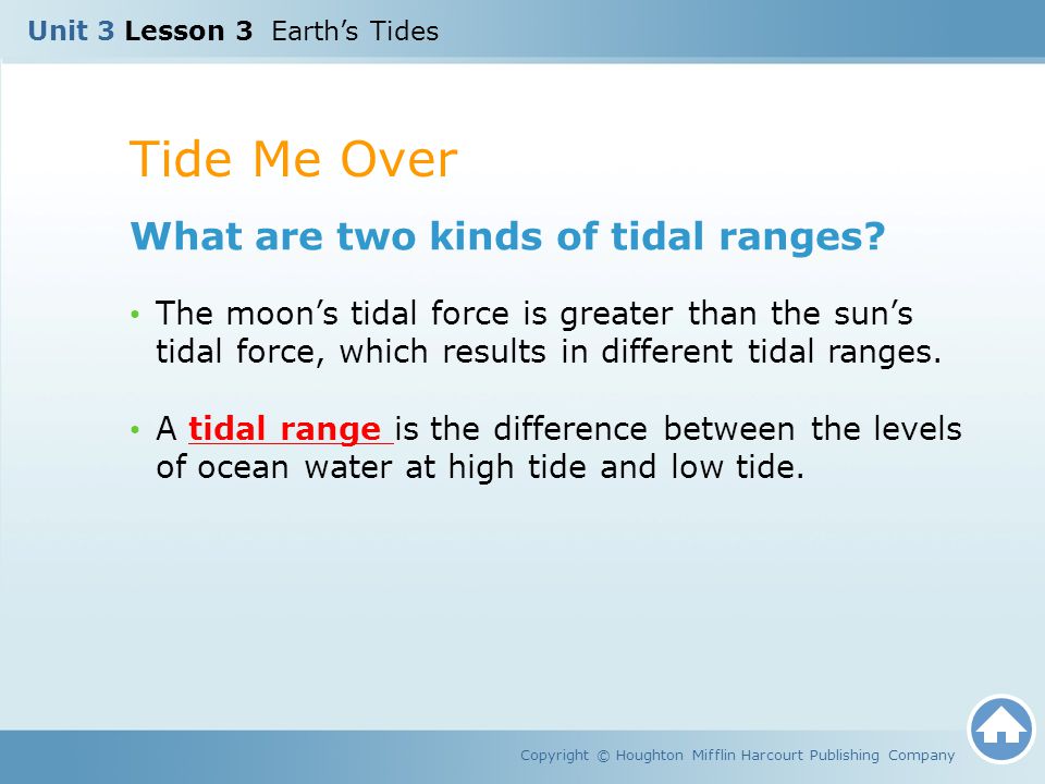 Tide Me Over What are two kinds of tidal ranges