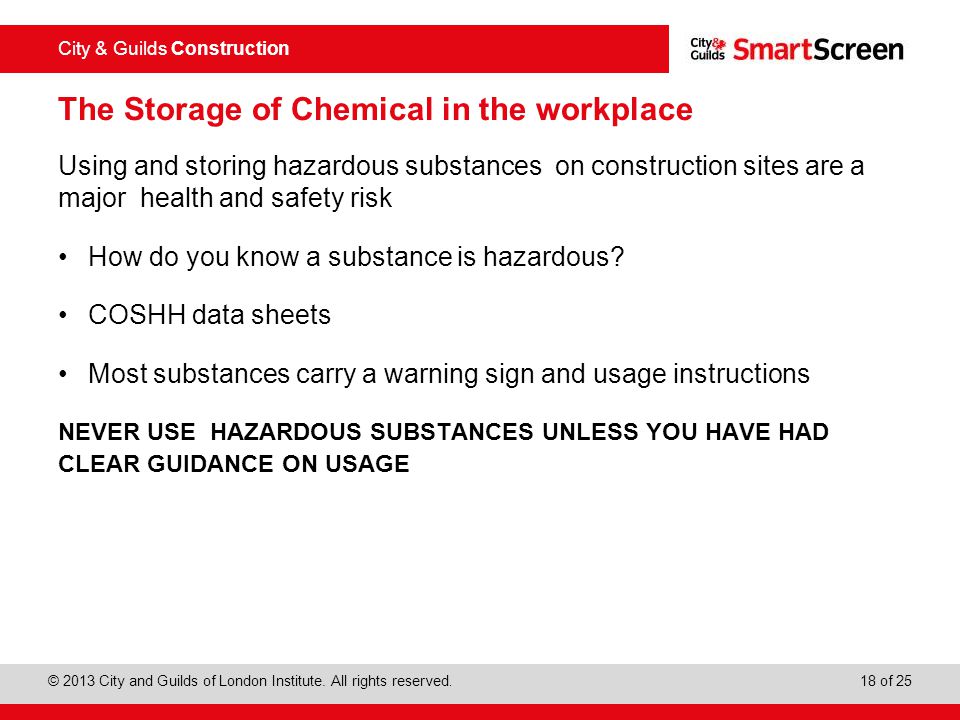 The Storage of Chemical in the workplace