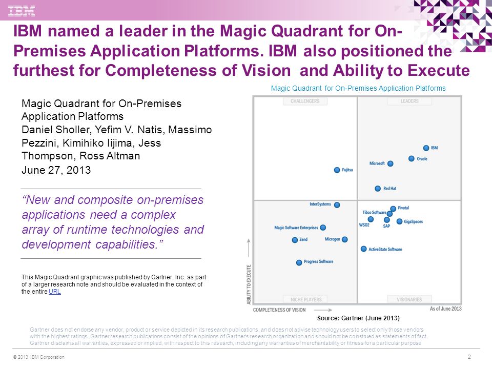 Magic Quadrant for On-Premises Application Platforms