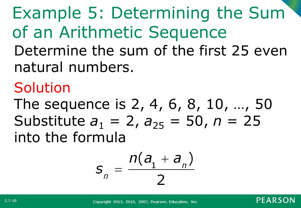 Example 5: Determining the Sum of an Arithmetic Sequence