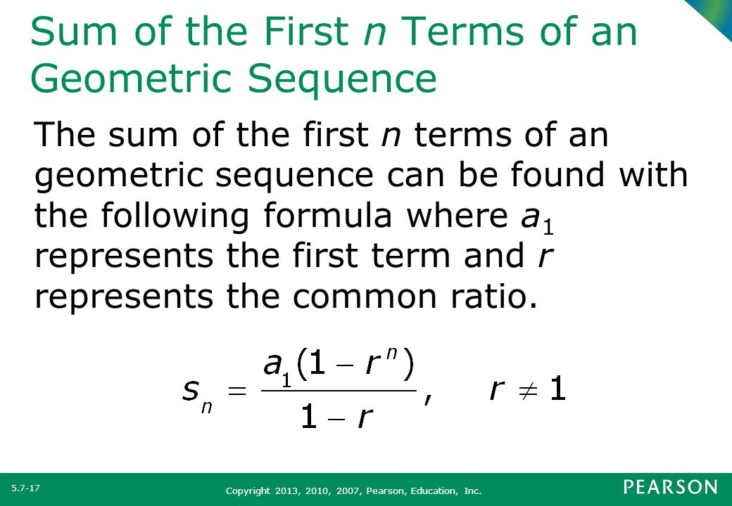 Sum of the First n Terms of an Geometric Sequence