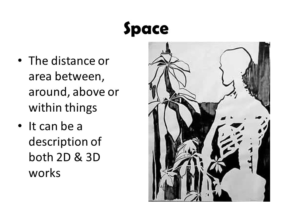 Space The distance or area between, around, above or within things