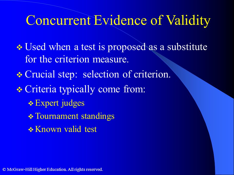 Concurrent Evidence of Validity