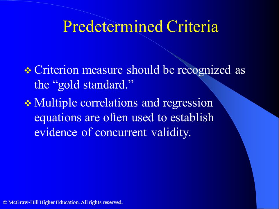 Predetermined Criteria