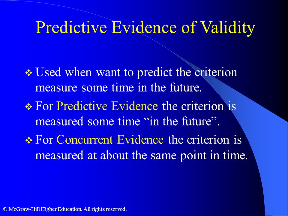 Predictive Evidence of Validity