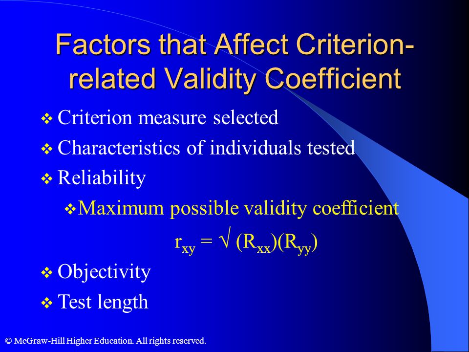 Factors that Affect Criterion-related Validity Coefficient