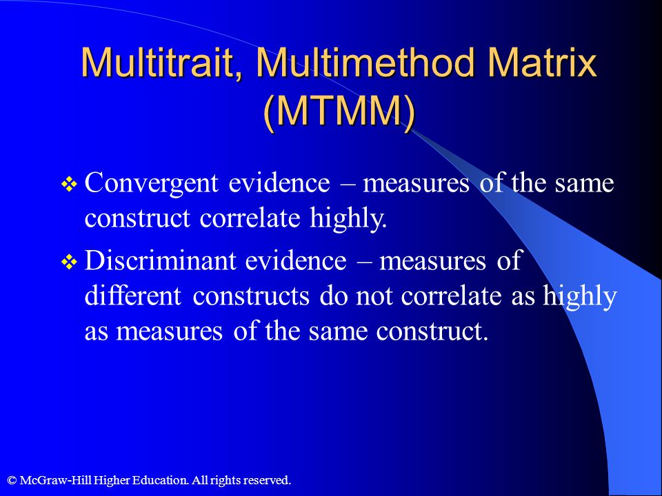 Multitrait, Multimethod Matrix (MTMM)