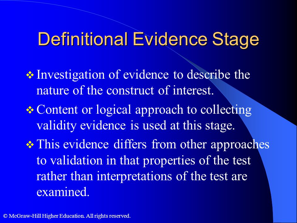 Definitional Evidence Stage