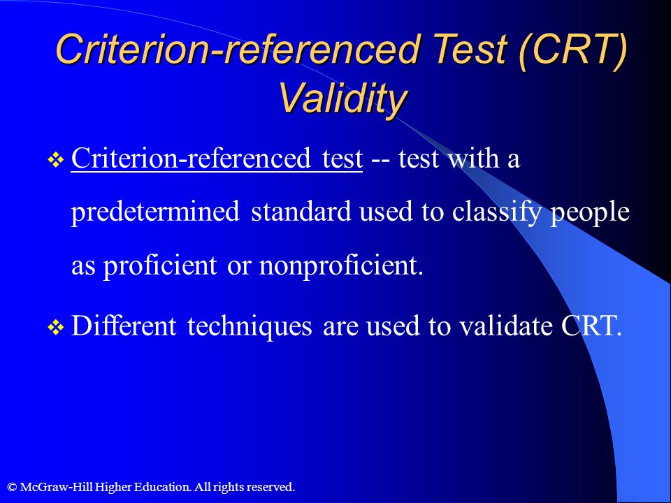 Criterion-referenced Test (CRT) Validity