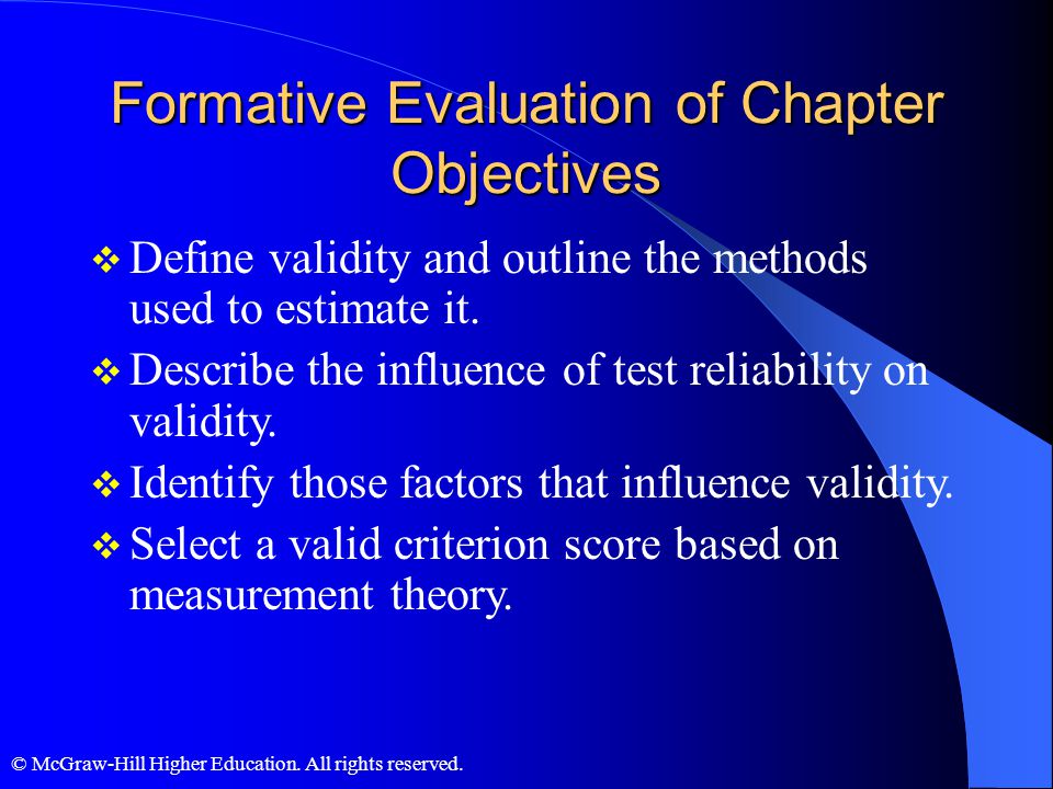Formative Evaluation of Chapter Objectives