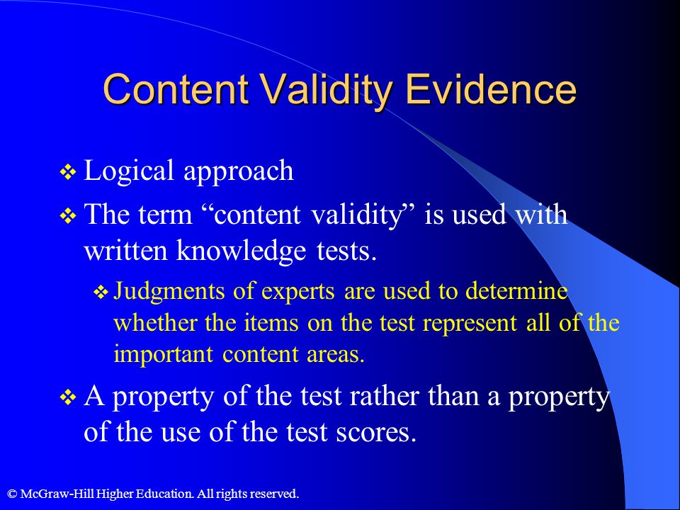 Content Validity Evidence