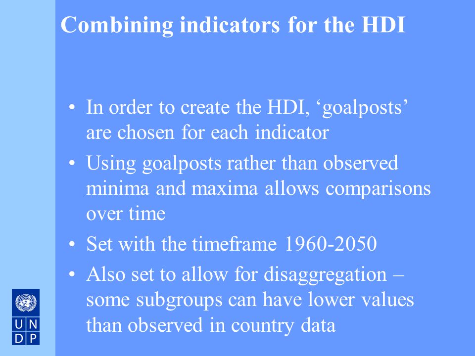 Combining indicators for the HDI