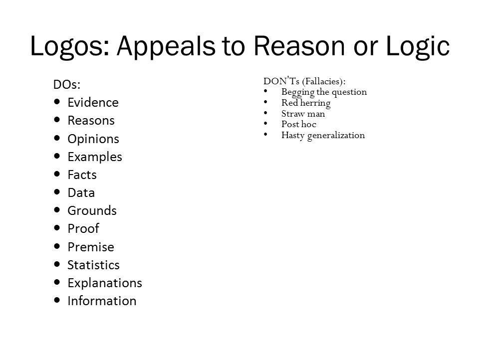 Logos: Appeals to Reason or Logic