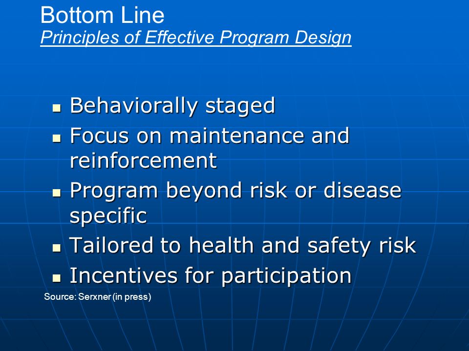 Bottom Line Principles of Effective Program Design