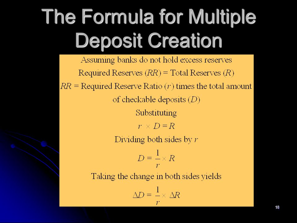 The Formula for Multiple Deposit Creation
