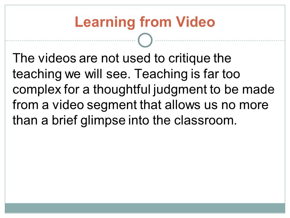 Learning from Video
