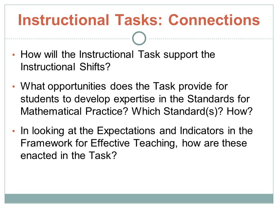 Instructional Tasks: Connections
