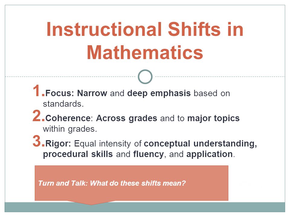 Instructional Shifts in Mathematics
