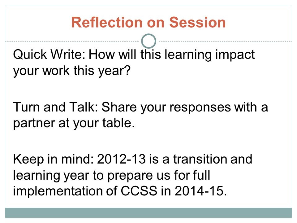 Reflection on Session Quick Write: How will this learning impact your work this year