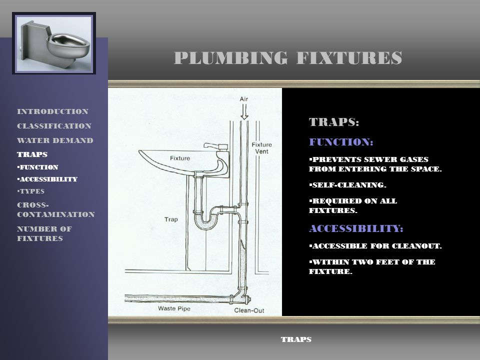 PLUMBING FIXTURES TRAPS: FUNCTION: ACCESSIBILITY: INTRODUCTION