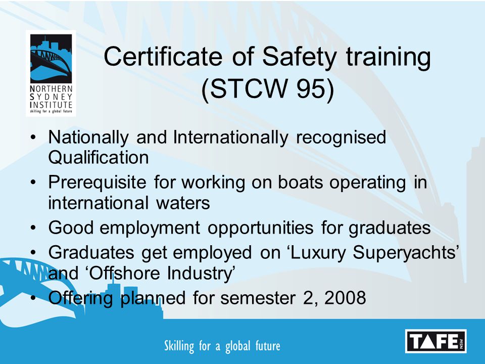 Certificate of Safety training (STCW 95)