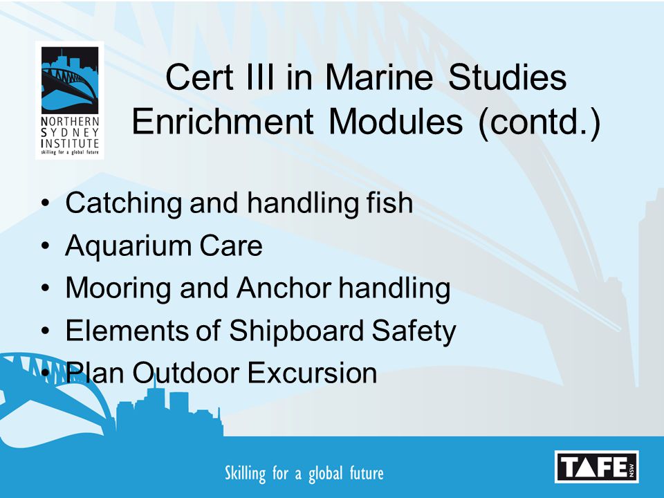 Cert III in Marine Studies Enrichment Modules (contd.)