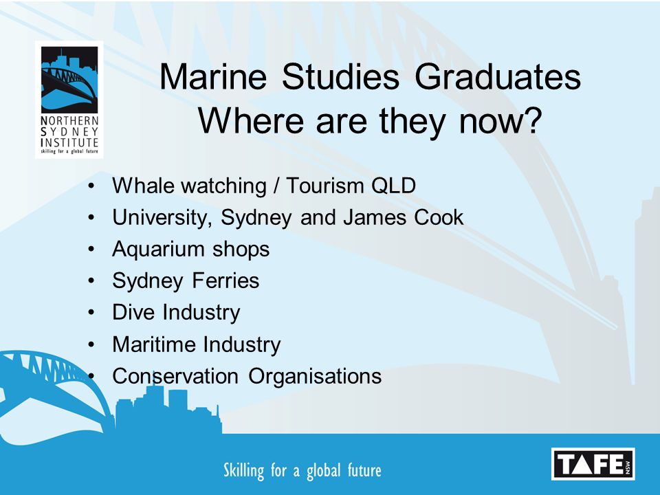 Marine Studies Graduates Where are they now