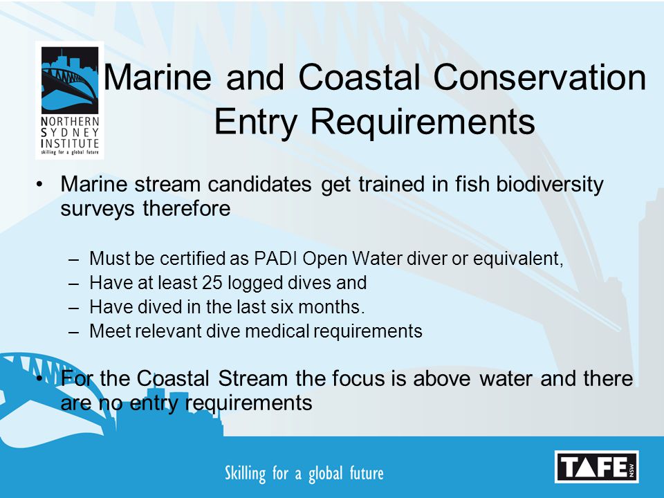 Marine and Coastal Conservation Entry Requirements