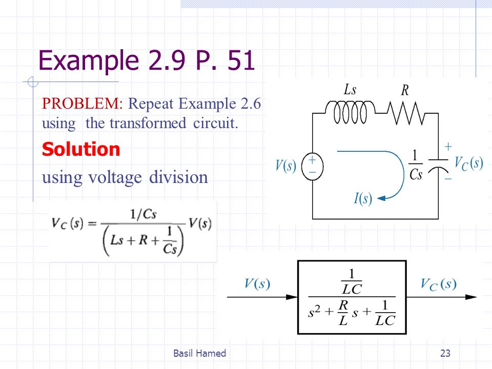 Example 2.9 P. 51 Solution using voltage division