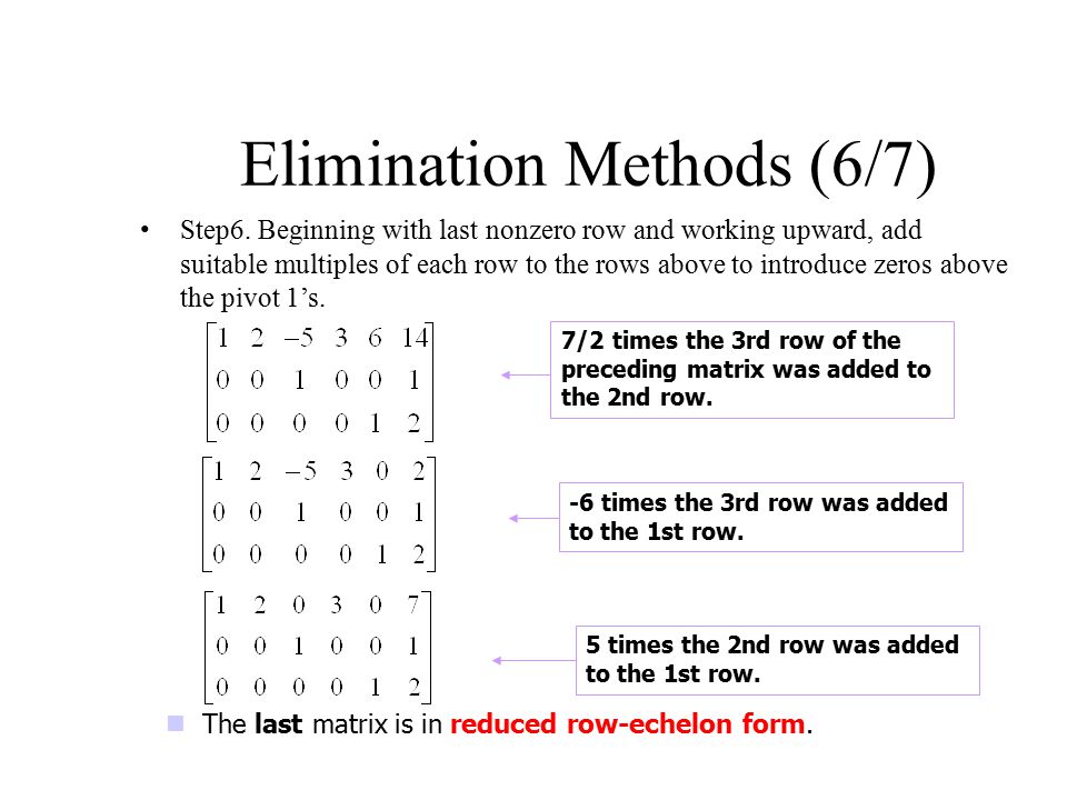 Elimination Methods (6/7)