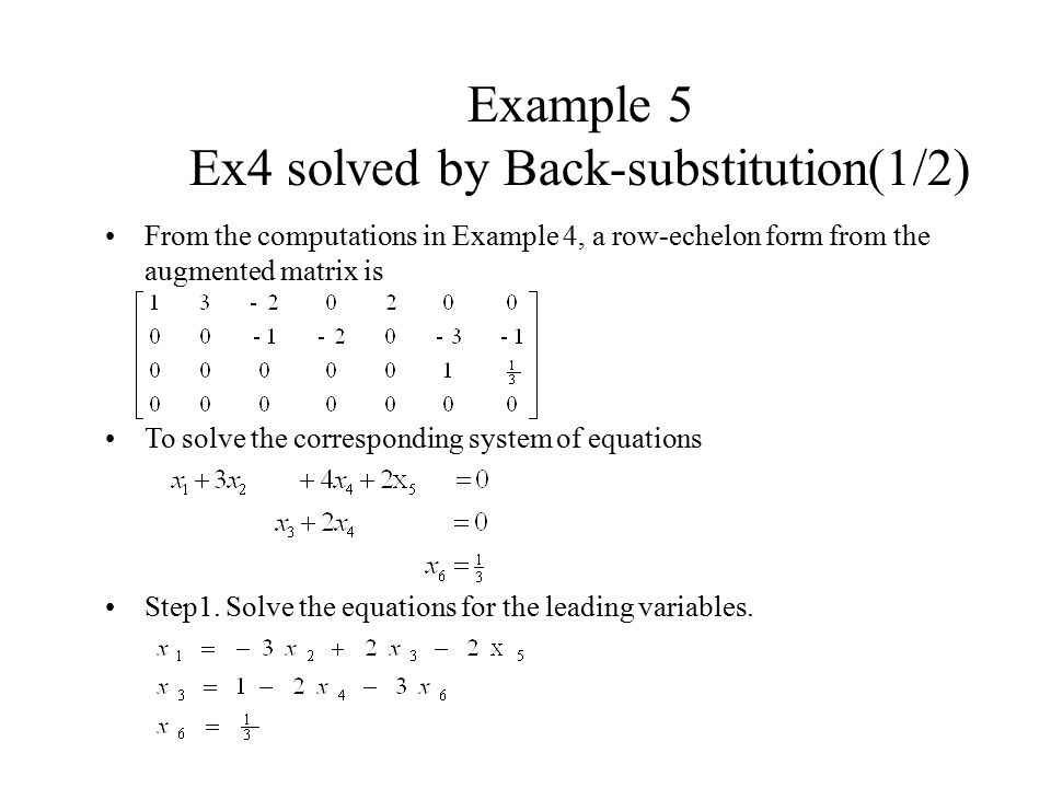 Example 5 Ex4 solved by Back-substitution(1/2)