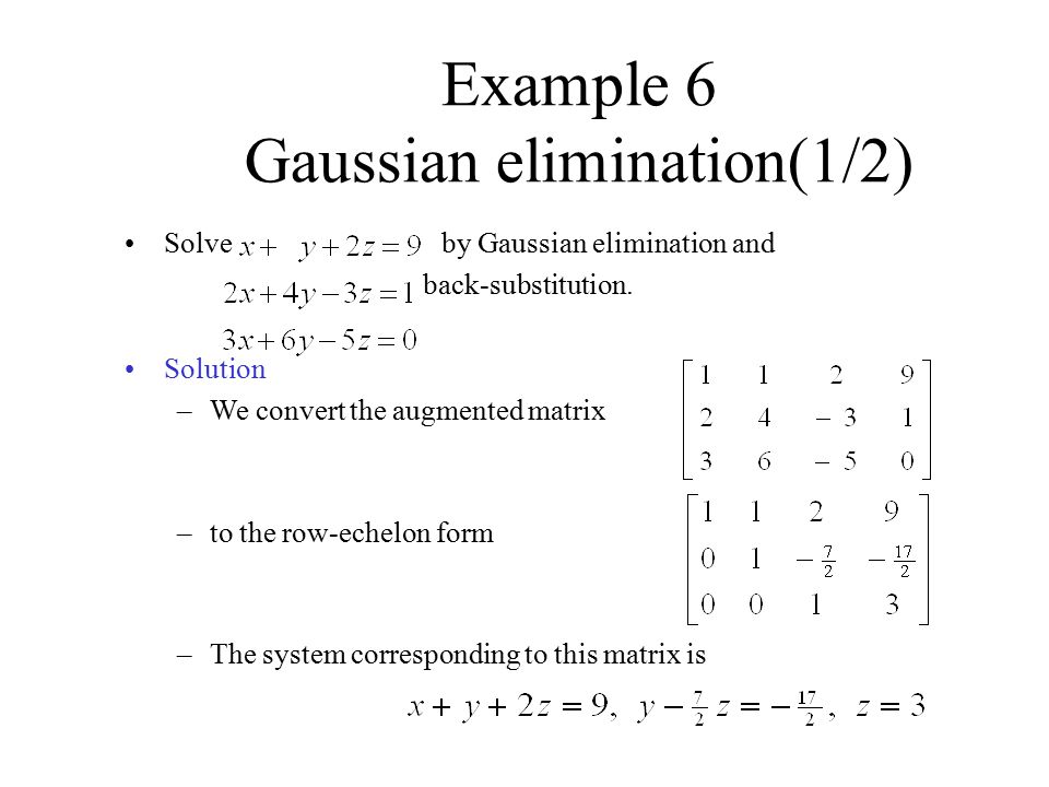Example 6 Gaussian elimination(1/2)