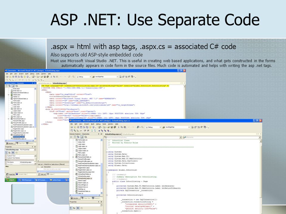 ASP .NET: Use Separate Code