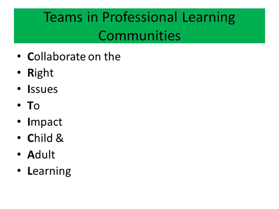 Teams in Professional Learning Communities