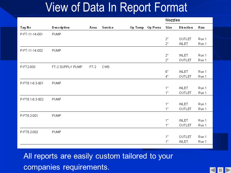 View of Data In Report Format