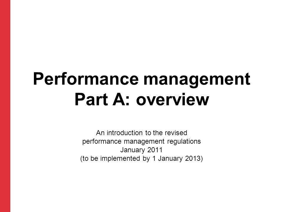 Performance management Part A: overview