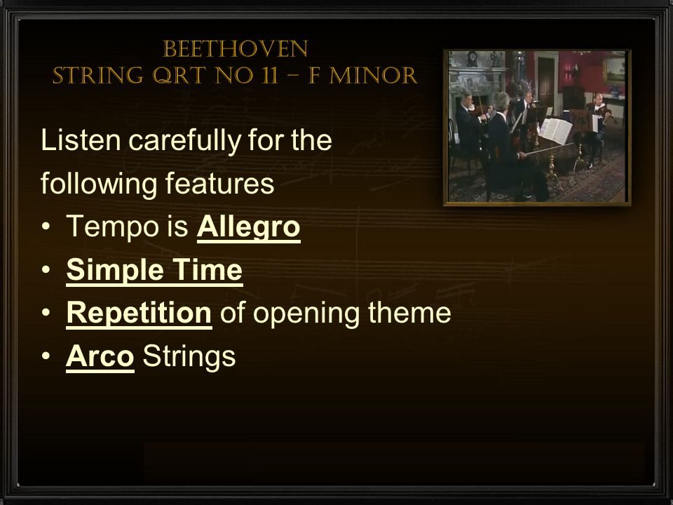 Beethoven String QRT No 11 – F minor